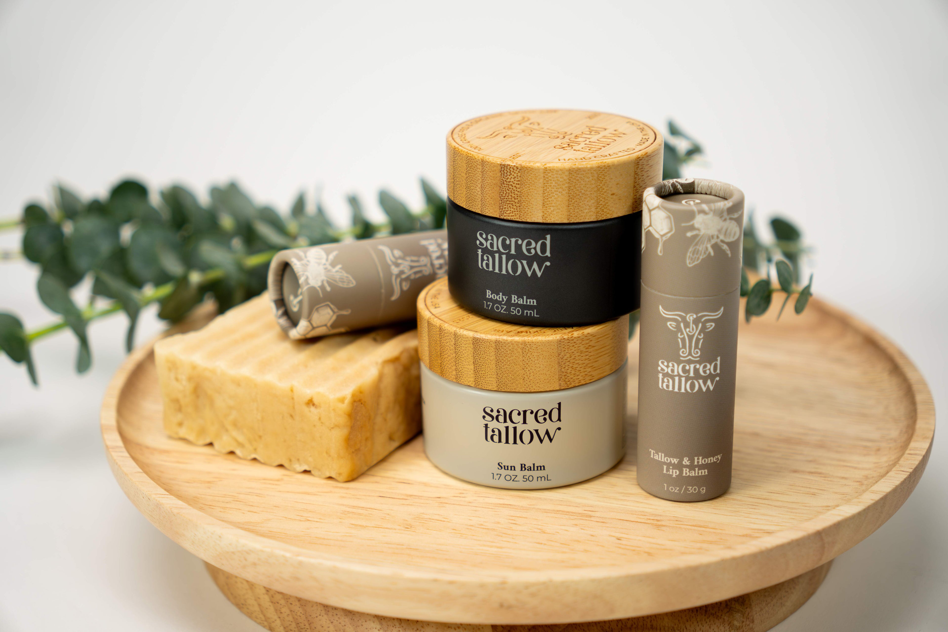 Sacred Tallow Homepage Photo with Multiple Products Shown